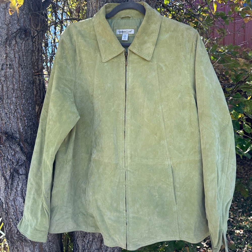 Coldwater Creek Spring Green Leather Jacket Size XL